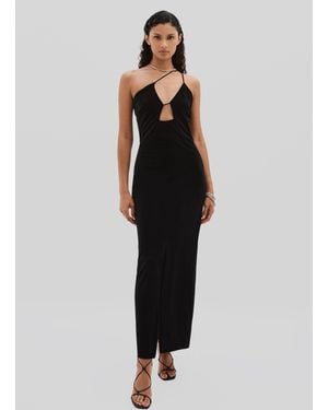 UNDRESS Plunge-Neck Velvet Maxi Dress - Black