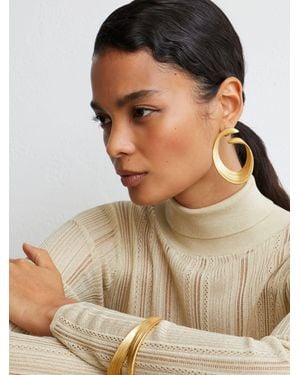 Reiss Metallic Open-Knit Roll-Neck Top