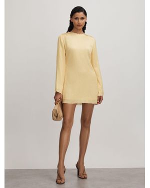 Anna Quan Plisse Raw Hem Mini Dress - Natural