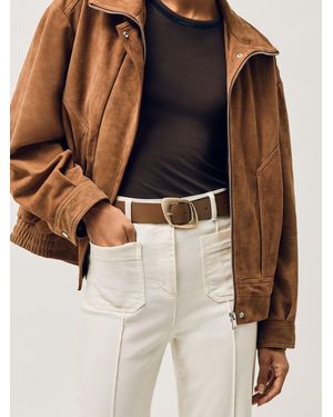 Reiss Christa Belt Leather Plain - Gray