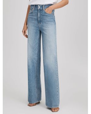 PAIGE Wide Leg Distressed Jeans, Camel - Blue