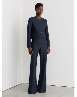 Reiss Flared-Leg Denim-Look Pants - Blue