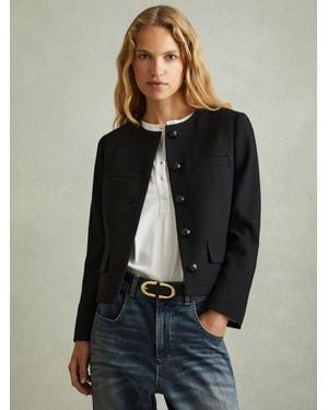 Reiss Nola Cropped Jacket - Black