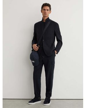 Reiss Slim-Leg Drawstring Cargo Pants - Blue