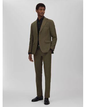 Oscar Jacobson Oscar Linen Double Breasted Blazer - Green