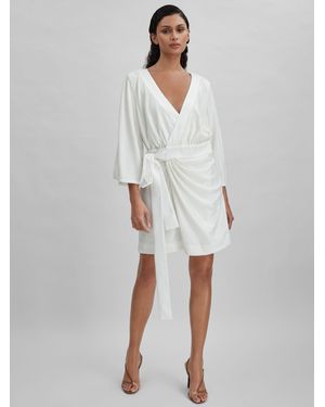 Halston Sequin Side Tie Mini Dress, & Camel - White