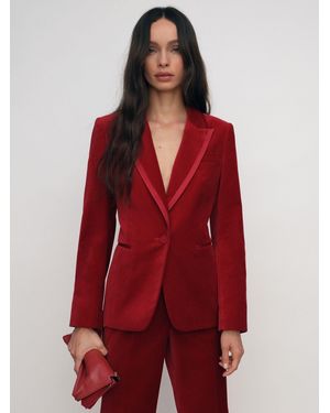 Reiss Velvet Single-Breasted Suit Blazer - Red