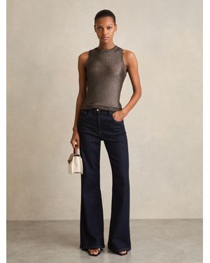 Reiss Tia - Gunmetal Metallic Knit Vest, L (us 12-14) - Natural