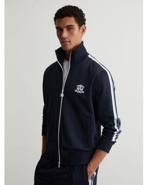 Reiss Monogram Relaxed Dual-Zip Track Jacket - Blue