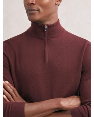 Reiss Merino Wool Half-Zip Sweater - Purple