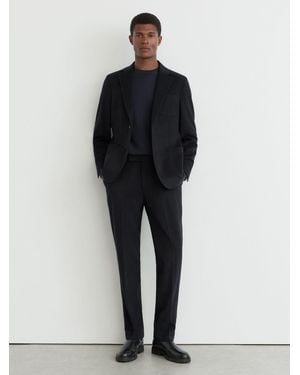 Reiss Wool-Blend Flannel Tailored-Fit Suit Pants - Blue