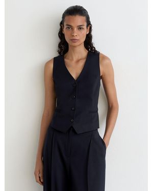 Reiss Wool-Blend Tailored Waistcoat - Blue