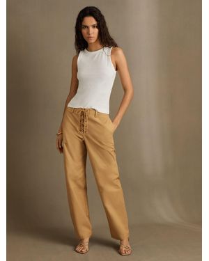 Reiss Clement - Tan Lace-up Tapered Pants, Us 4 R - Brown