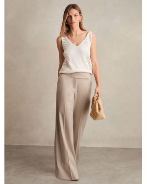 Reiss Lyocell-Linen Wide-Leg Pants - Natural