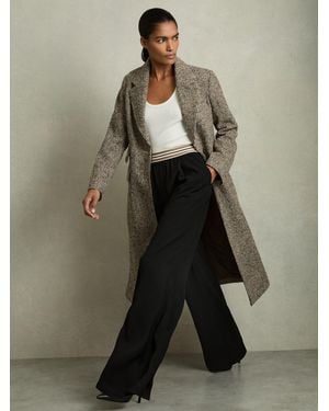 Reiss Stripe-Waistband Wide-Leg Pants - Black