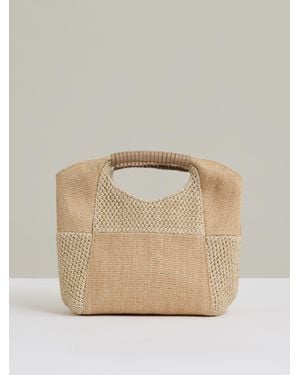 Reiss Rosalie - Natural Raffia Patchwork Clutch Bag, One