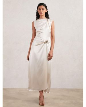 Acler Satin Draped Dress - Natural