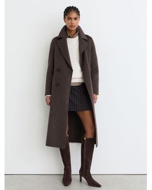 Reiss Nia - Chocolate Suede Heeled Knee-high Boots, Us 9 (uk 7) - Brown