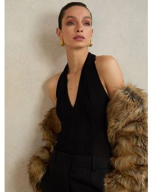Reiss Atelier Stitch-Detail Halter Bodysuit - Black