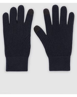 Reiss Lawson - Navy Merino Wool Rib-knit Gloves, One - Blue