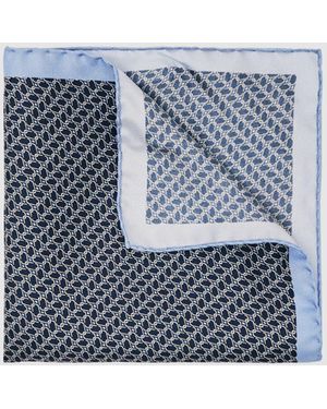 Reiss Ottavio - Navy Geo Chain Detail Pocket Square, One - Blue