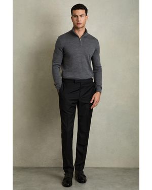 Reiss Blackhall Wool Half-Zip Funnel Neck Sweater, 54 - Gray