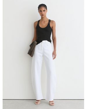 Reiss Bella - Black Stretch-cotton Hardware-detail Vest, Xs (us 2) - White