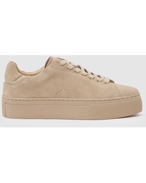 Reiss Francesca Leather Low-Top Sneakers - Natural