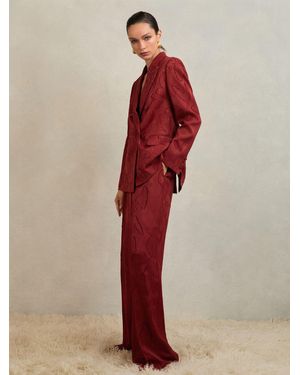 Reiss Atelier Jacquard Wide-Leg Pants - Red