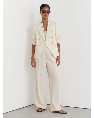 Reiss Tailored Fit Textured Double Breasted Blazer - White