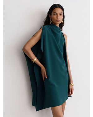 Reiss Ellery - Teal Green One-shoulder Draped Mini Dress, Us 8 - Blue
