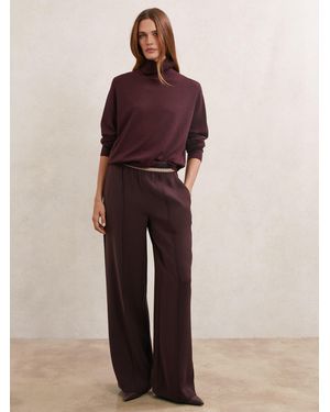 Reiss Sonnie - Burgundy Elasticated-waist Wide-leg Pants, Us 0 L - Purple