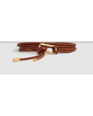 Reiss Sculpted Buckle Tubular Tie Belt, S & M - Brown