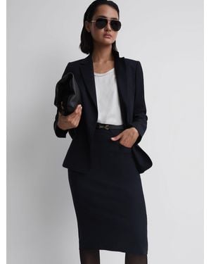 Reiss Haisley - Navy Tailored Pencil Skirt - Black