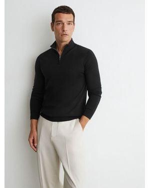 Reiss Merino Wool Half-Zip Sweater - Black