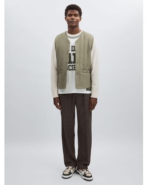 Les Deux Green Quilted Technical Gilet - White