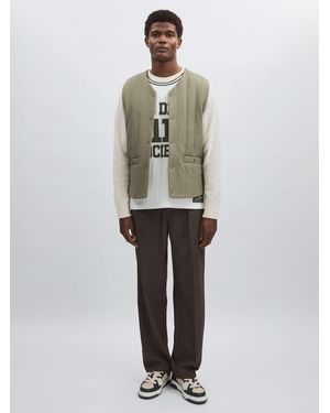 Les Deux Green Quilted Technical Gilet - White