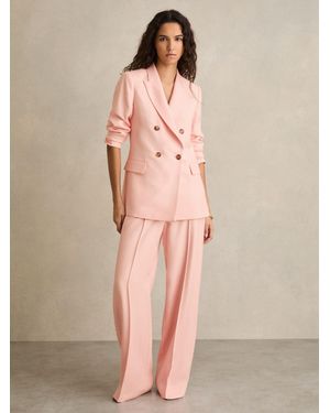 Reiss Magda - Pink Petite Wide-leg Suit Pants, Us 2 - Natural