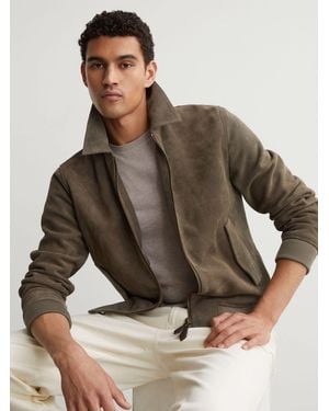 Reiss Suede Zip-Through Jacket - Gray
