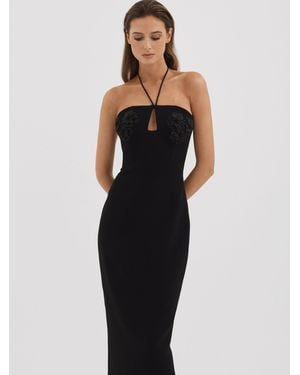 Rachel Gilbert Embellished Bodycon Midi Dress - Black