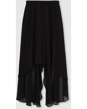 Reiss Lucie - Black Petite Sheer Overlay High Low Shorts, Us