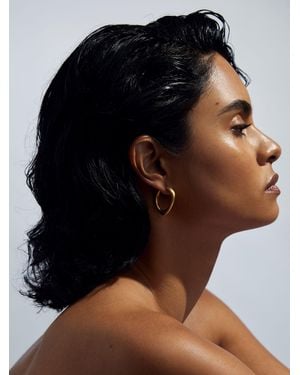 Reiss Sofia - Gold Tone Sofia Smooth Curve Hoop Earrings, One - Black