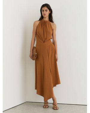 Reiss Drape-Detail Sleeveless Midi Dress - Natural