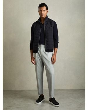 Reiss William Padded Pu And Knitted Gilet - Blue