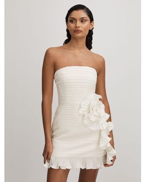 AMUR Strapless Ruffle Mini Dress, & Camel - Natural