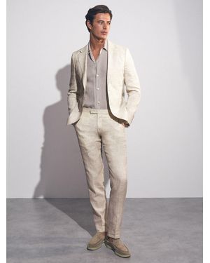 Reiss Bloomfield - Stone Linen-cotton Slim-fit Suit Pants, 30 - White
