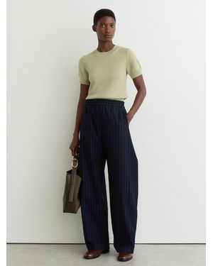 Reiss Cotton And Wool Crew-Neck Top - Blue