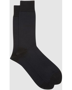 Reiss Mario Stripe Cotton-Blend Striped Socks - Black