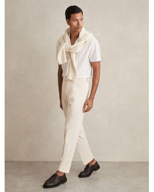 Reiss Cantwell - Stone Stretch-cotton Tapered Pants, 34 - Natural