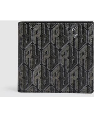 Reiss Forest - Black Coated Canvas Monogram Wallet, One - White